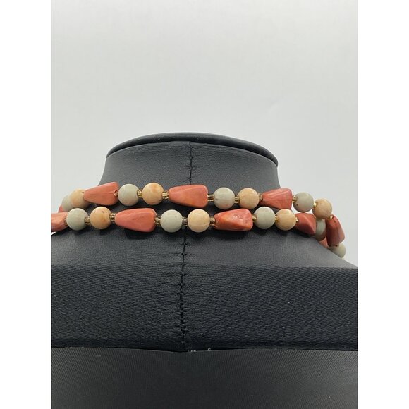 Coral & Beige Beaded Necklace - Picture 3 of 3
